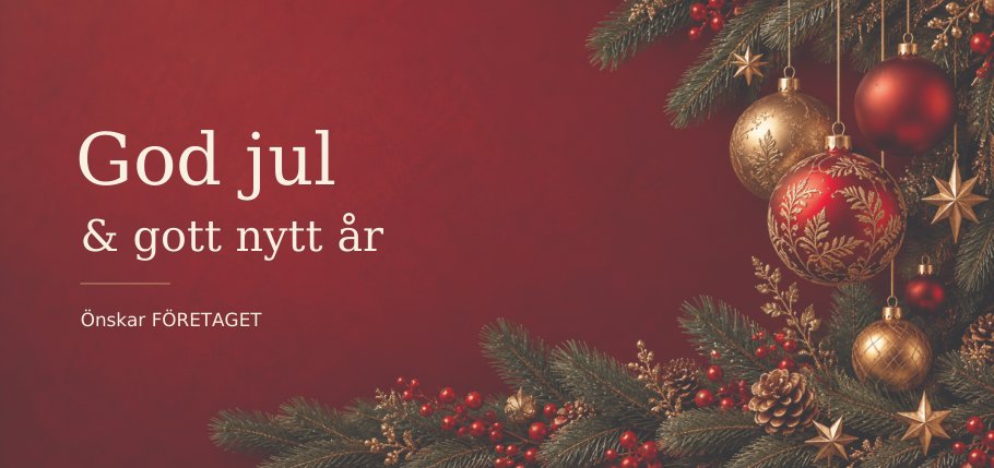 Julkort Röd & guld – framsida